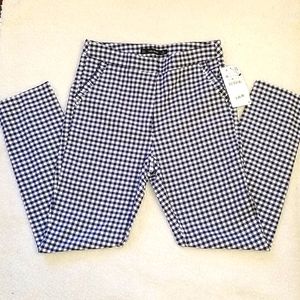 NWT ZARA BLue & White Checkered Pants